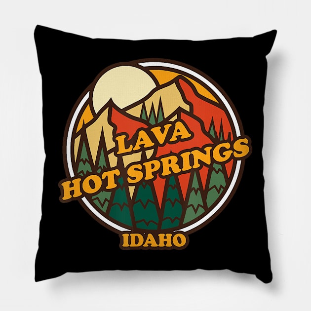 Vintage Lava Hot Springs, Idaho Mountain Hiking Print Pillow by crowominousnigerian 