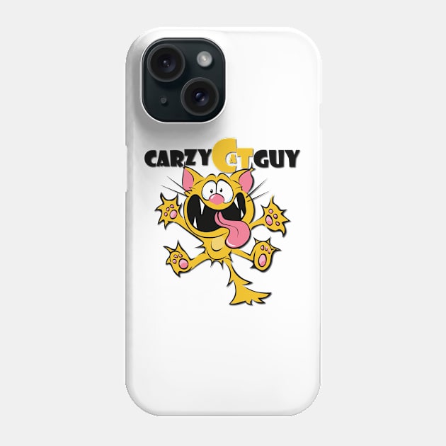 Crazy Cat Guy Phone Case by Vector Design Mart