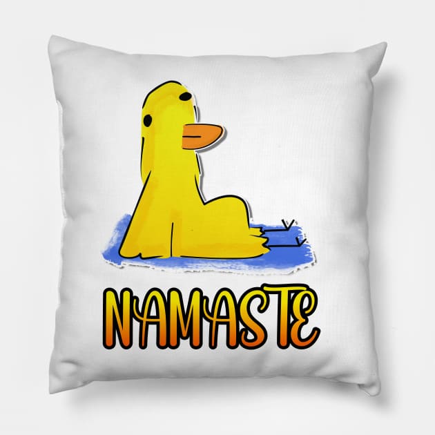 Namaste Duck Funny Yoga Pillow by Hemos Works