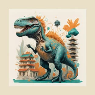 Dinosaur pastel colours digital painting T-Shirt