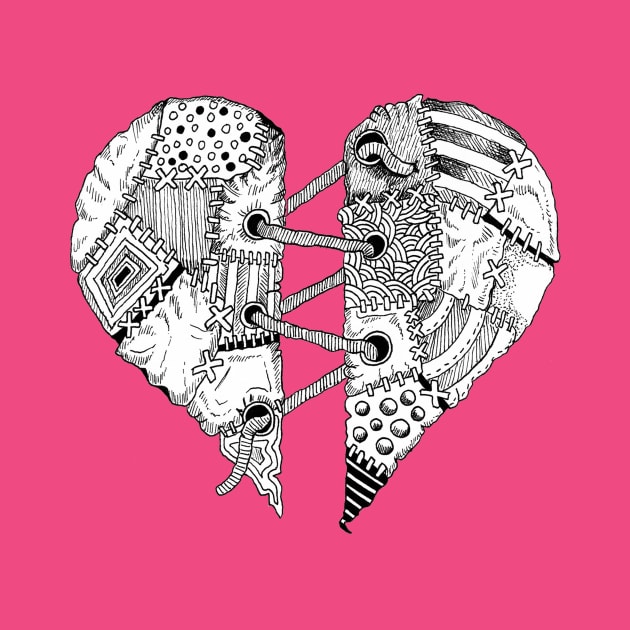 Patchwork Heart - Tattoo Design by Squidoodle