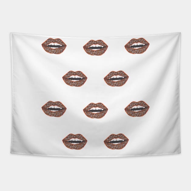 Animal Print Lips 2 Tapestry by mariacaballer