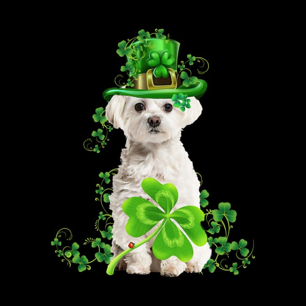 Lucky White Maltese Shamrock St Patrick's Day by Benko Clarence