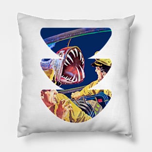 Marine Horror Retro Vintage Design: A Fusion of Fantasy, Sci-Fi, Art, and Comic Book Inspirations Pillow