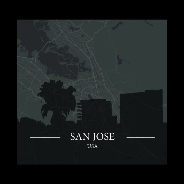 San Jose city map with silhouette by Aeons