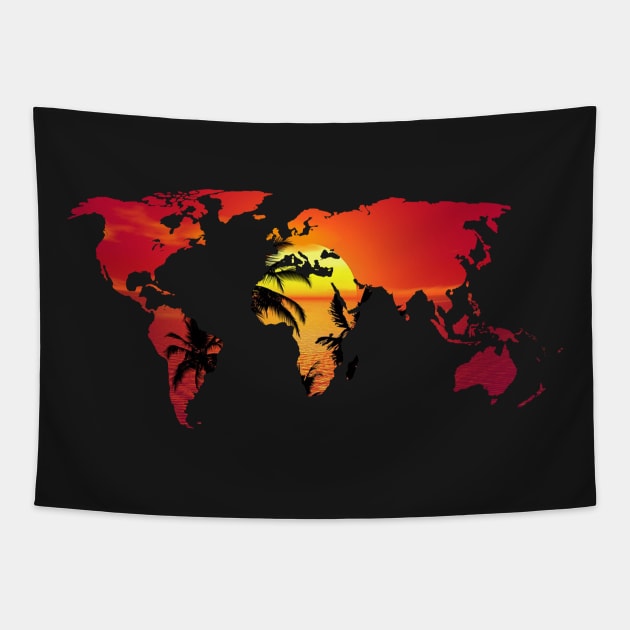 Beautiful Sunset Around the World Tapestry by Aine Creative Designs