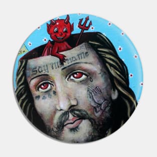 mr. NICE GUY say my name. devil jesus combo original painting by tyler tilley Pin