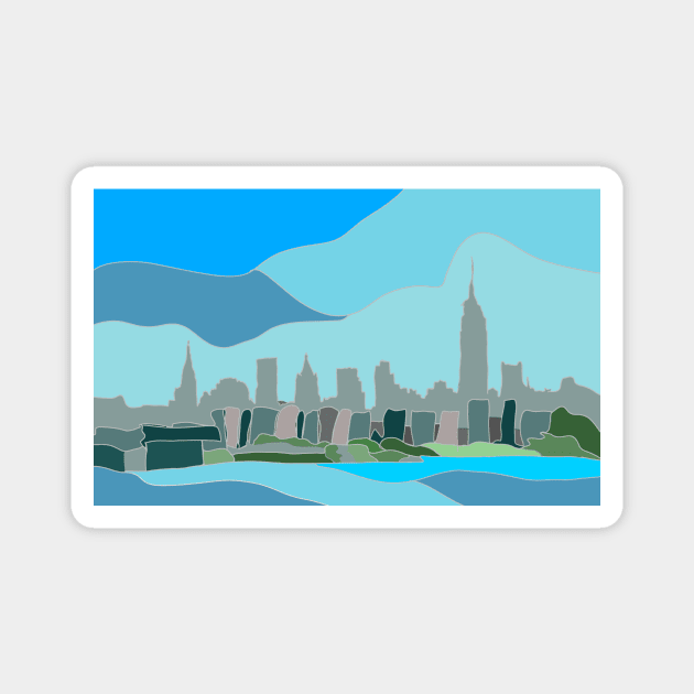 Digital Art - Manhattan Skyline, New York, USA Magnet by JennyCathcart