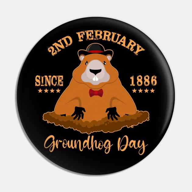 Groundhog Day Design for Kids Men Women Gift Pin by rebuffquagga