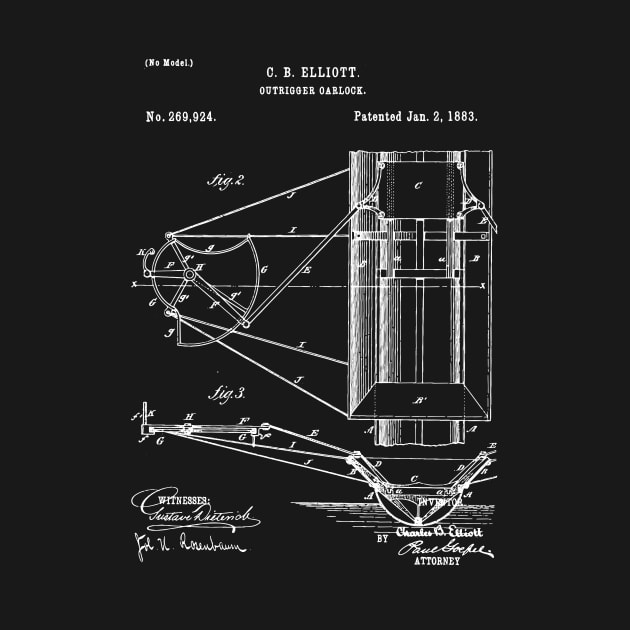 Outrigger oarlock patent / rowing / Boat Blueprint, Gift for Rowing Coach / Rowing Patent illustration by Anodyle