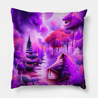 Purple Flower in Forest Art Pillow