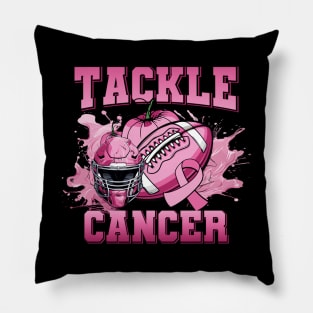 Tackle Breast Cancer American Football Pink Ribbon Awareness Pillow