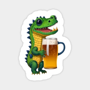 Cute Baby Croc With A Beer Mug Magnet