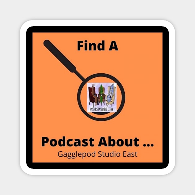 Find A POdcast About Reviews Writers Drinking Coffee Logo Magnet by Find A Podcast About