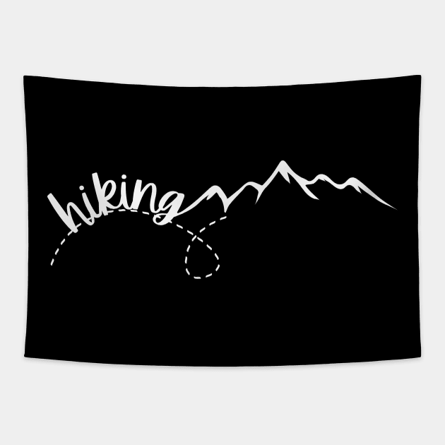 Hiking into the mountains Tapestry by Vooble