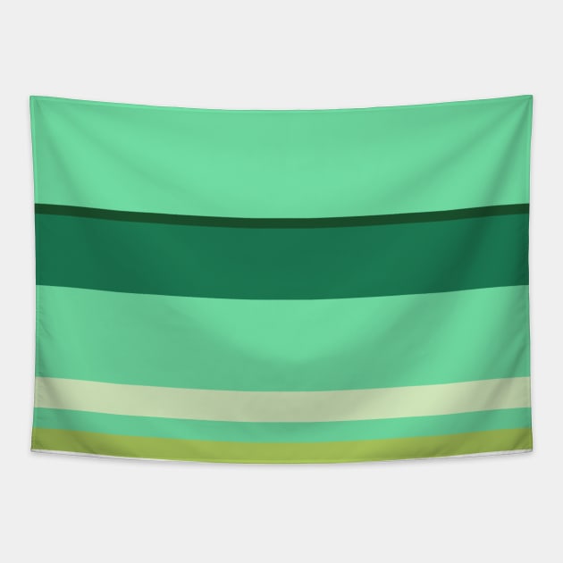 A rare customization of Salem, Seafoam Blue, Very Light Green, Cal Poly Pomona Green and June Bud stripes. Tapestry by Sociable Stripes