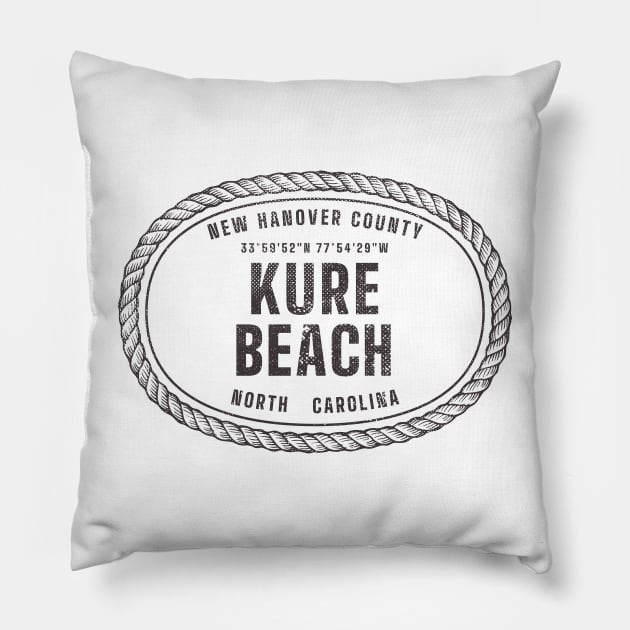 Kure Beach, North Carolina New Hanover County Pillow by Contentarama