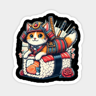 Cute Sushi Samurai Cat | Women’s Japanese Cat Lover Magnet