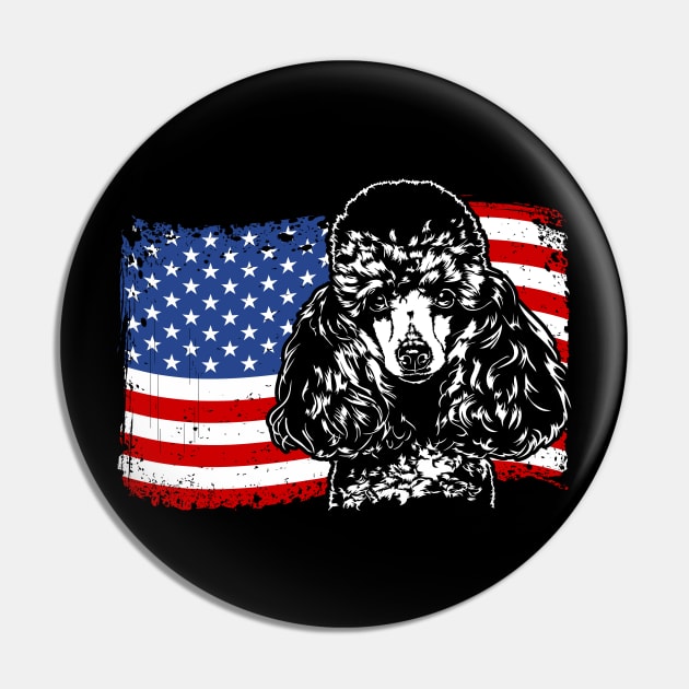 Proud Miniature Poodle American Flag patriotic dog Pin by wilsigns