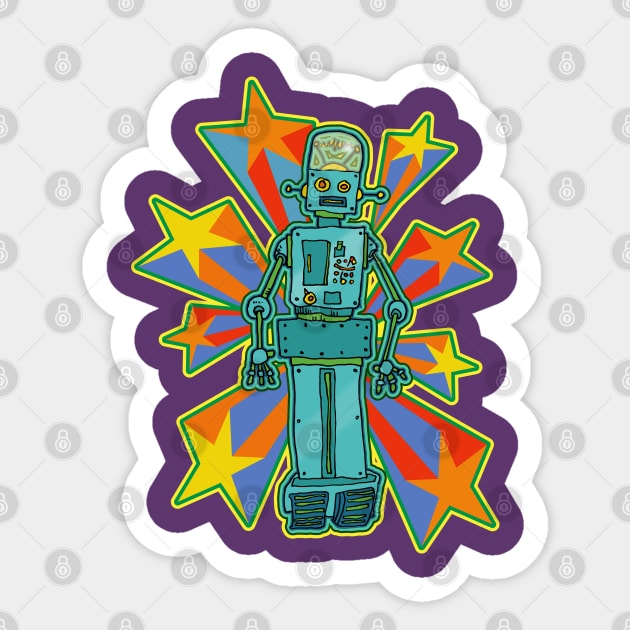 Super Cool Robot with Shooting Stars - Robots - Sticker