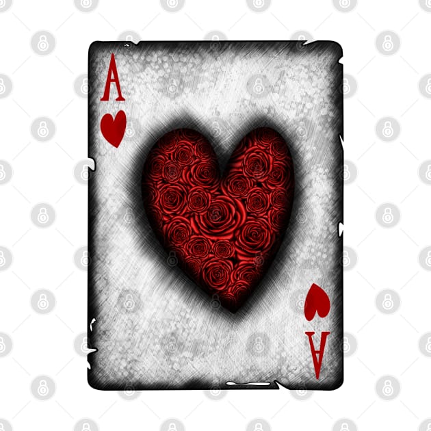 Ace of Hearts with Roses by DeneboArt