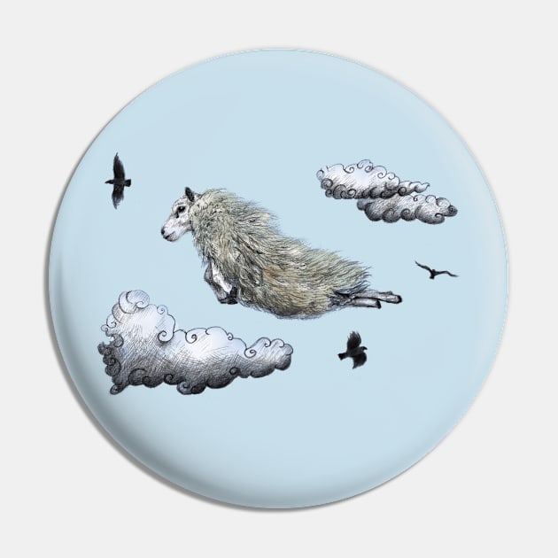 Flying Sheep Pin by annashell