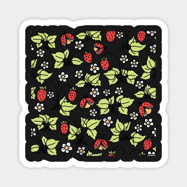 Strawberries and Ladybugs Magnet by edwardecho