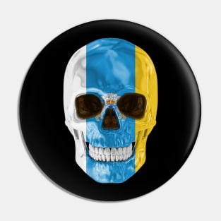 Canary Islands (Spain) Flag Skull - Gift for  With Roots From Canary Islands (Spain) Pin