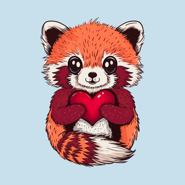 Cute Red Panda for Valentines Day by SusanaDesigns