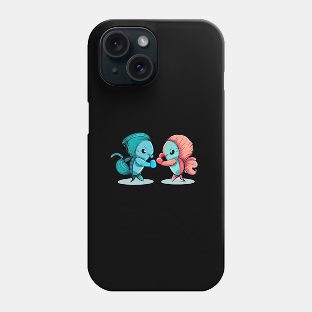 TWO COOL BETTA FISH FIGHTING Phone Case by aiartify