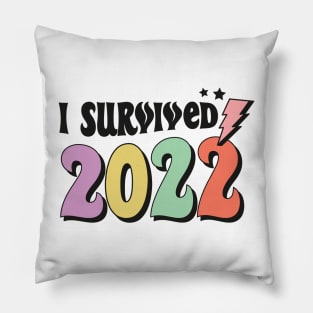 I survived 2022 Retro Groovy New Year 2023 Gift Pillow