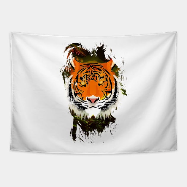 Golden Colorful Jungle wild Tiger Tapestry by Color-Lab