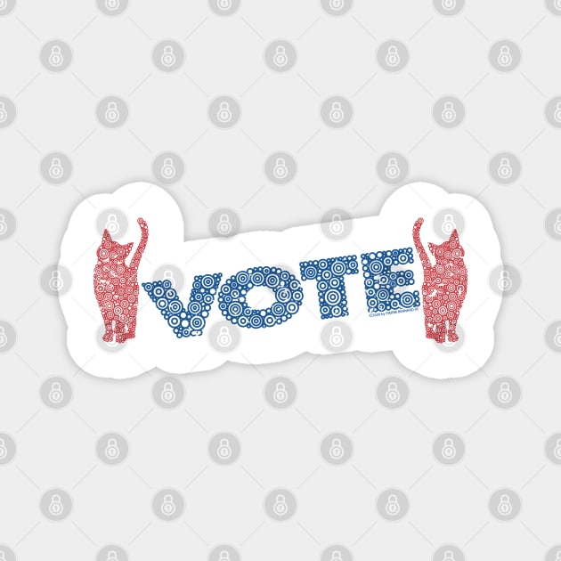 Red Cats Warming Up To Vote Blue Circle Design Magnet by pbdotman