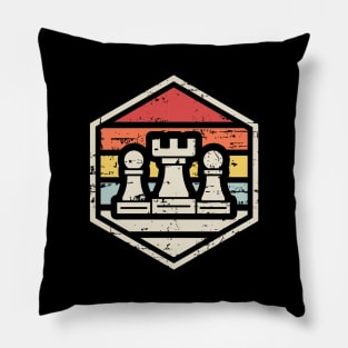 Retro Badge Chess Rook Pillow