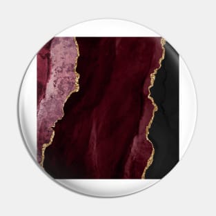 Watercolor Agate in Burgundy Wine and Turquoise with Glitter Veins Pin