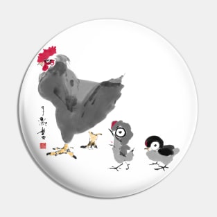 Annoyed Hen and Annoying Chicks Pin