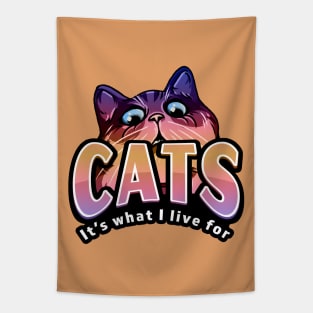 Cats Its What I Live For Peach Tapestry