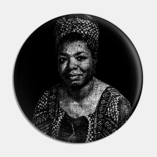 Maya Angelou Portrait with all her book titles - 01 Pin