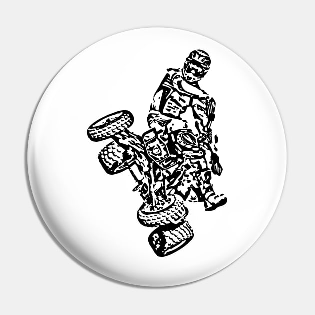 Quad Freestyle Sketch Art Pin by DemangDesign
