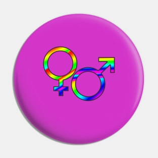 Rainbow male and Female symbols Pin