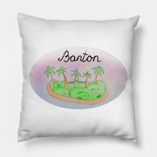 Banton watercolor Island travel, beach, sea and palm trees. Holidays and rest, summer and relaxation Pillow