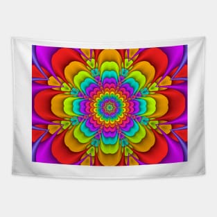 Colourful Concentric Rainbow Flower Tapestry