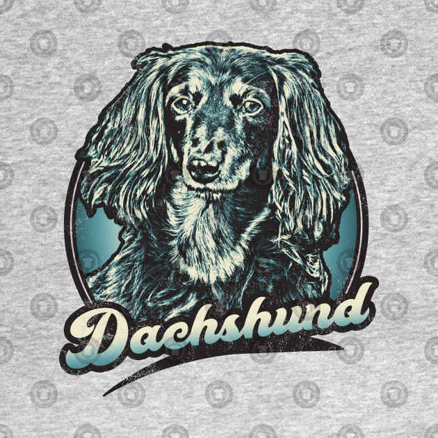 Retro Long Haired Mini Dachshund Miniature Dachshund Crewneck