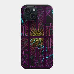 Moscow, Russia City Map Typography - Neon Phone Case
