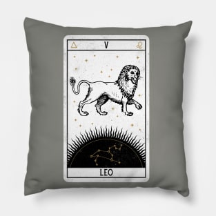 Leo Distressed Goth Tarot Zodiac Sign Pillow