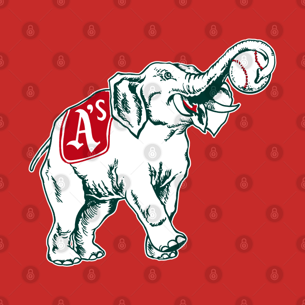Vintage Athletics baseball Stomper Elephant Mascot logo Athletics T