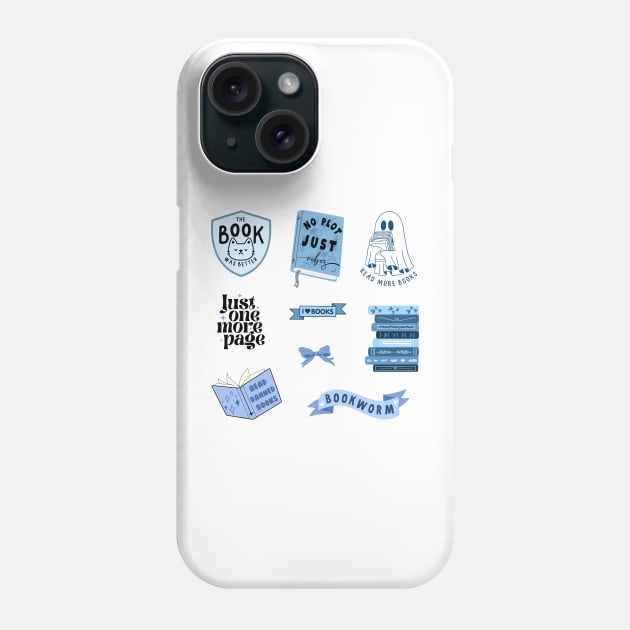 Blue Bookish Pack Phone Case by medimidoodles