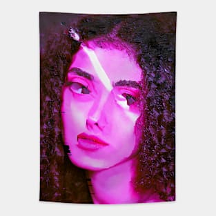 Hollow Girl Vaporwave Glitch Art Tapestry