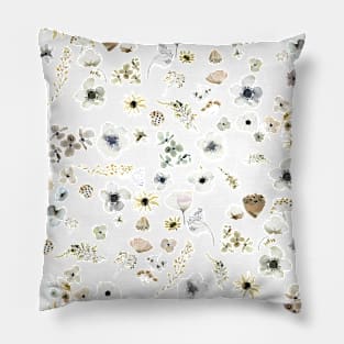 dry flowers watercolor pattern Pillow