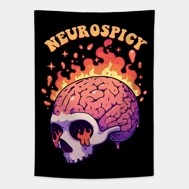 neurospicy drippy skull Tapestry by hunnydoll